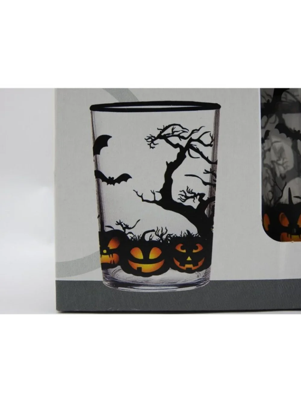 RAKLE Halloween Tumbler Glasses Set of 4 Pumpkins Bats Spooky Trees New